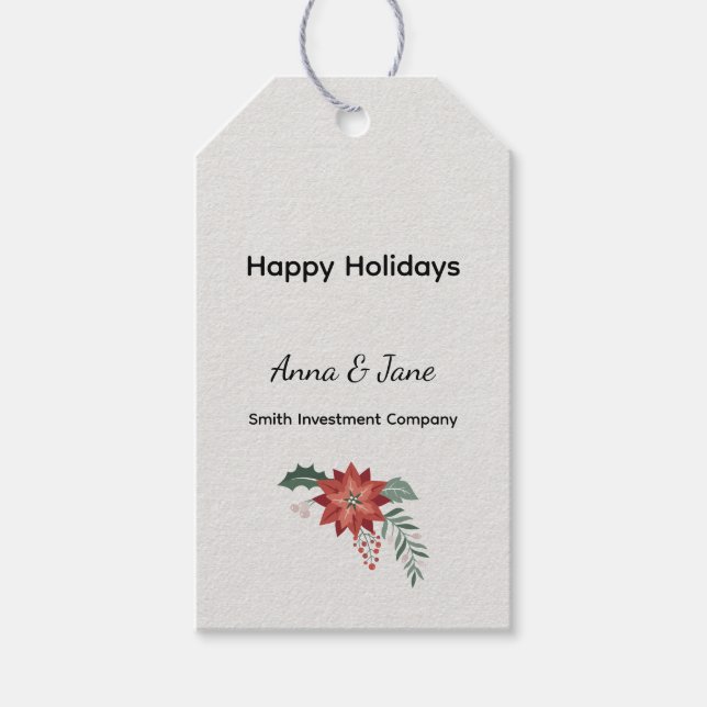 Étiquettes-cadeau Custom Business Red Holiday Flower Bough Holiday  (Devant)