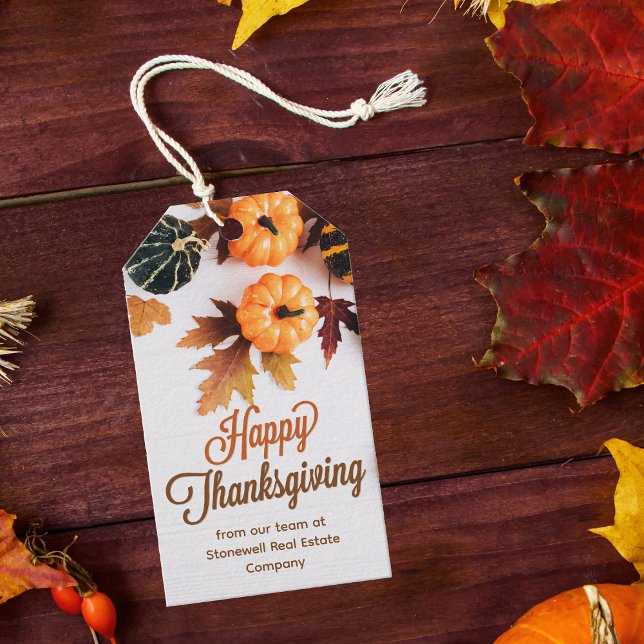 Étiquettes-cadeau Custom Business Thanksgiving Beau Citrouille (Créateur téléchargé)