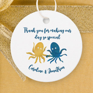 Étiquettes Cadeau Custom Funny Marine et Gold Ocean Octopus Mariage
