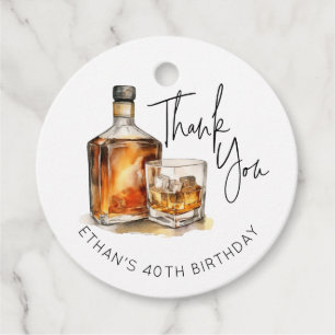 Étiquettes Cadeau Custom Hommes's Birthday Merci Tags Whiskey