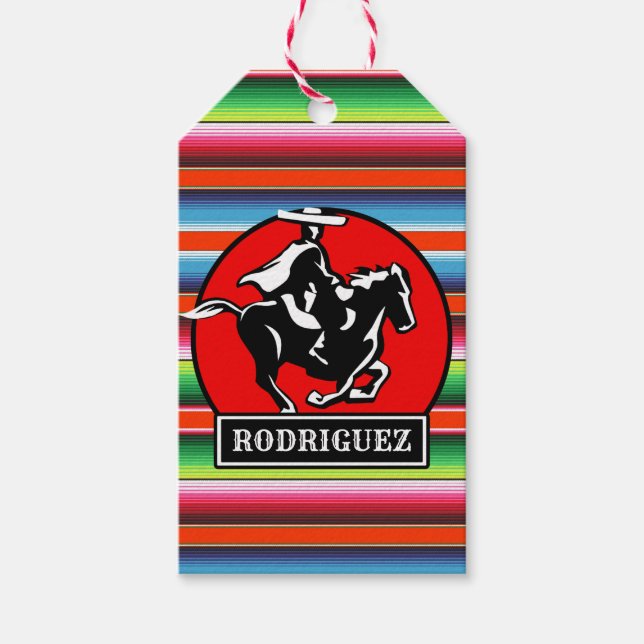 Étiquettes-cadeau CUSTOM NAME Charro Horse Spanish Mexican Serape (Devant)