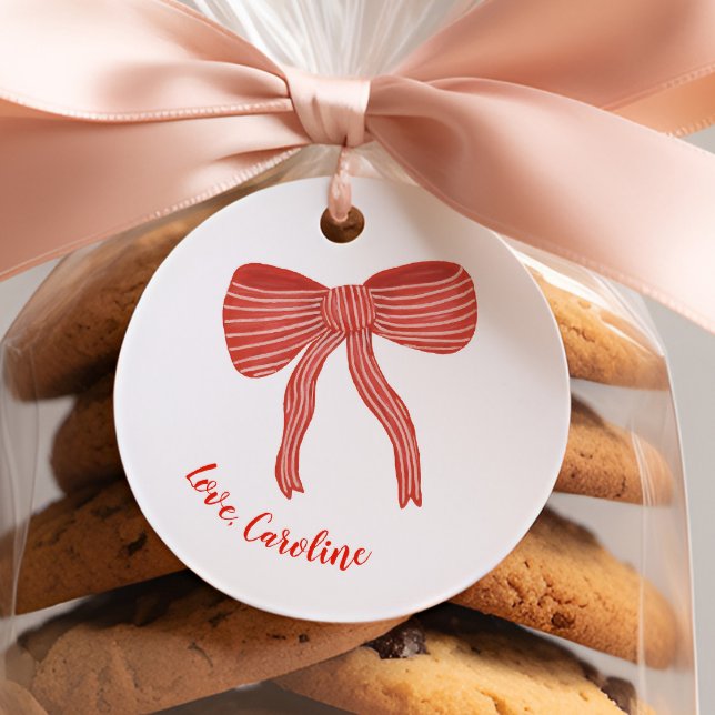 Étiquettes Cadeau Custom Red Bow Personalized Valentine's Day  (Créateur téléchargé)