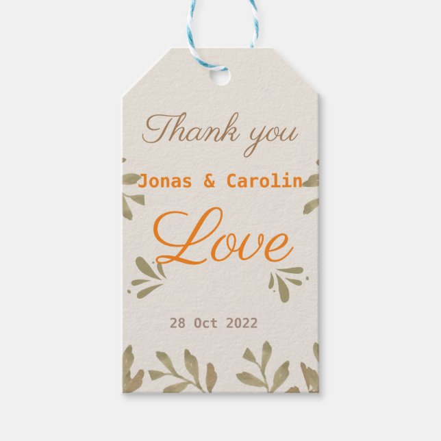 Étiquettes-cadeau Custom Spread amour verdure mariage élégant simple (Devant)