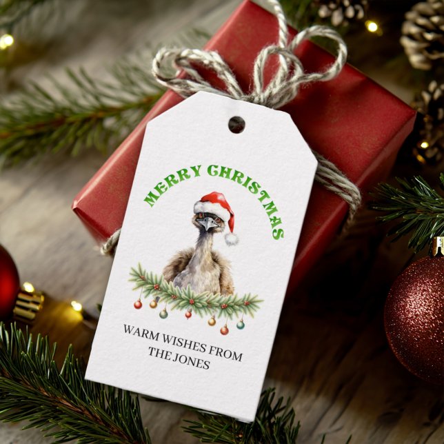 Étiquettes-cadeau Customizable Christmas Aussie Emu (Créateur téléchargé)
