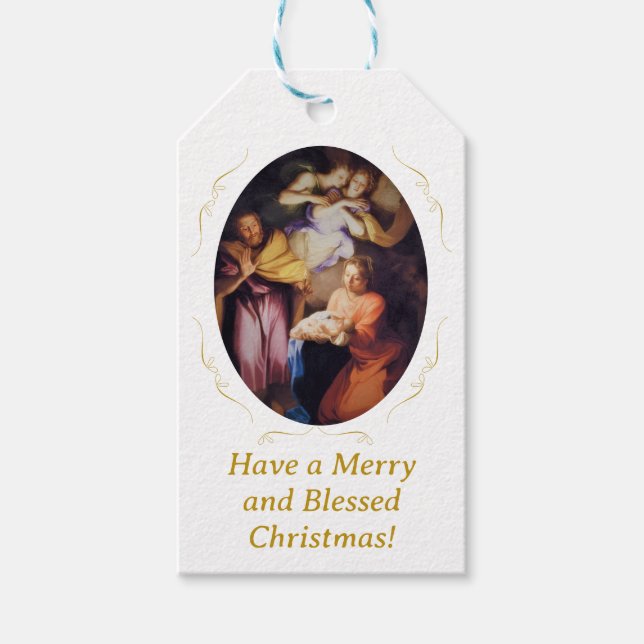 Étiquettes-cadeau Customizable Vintage Nativity Christmas  (Devant)