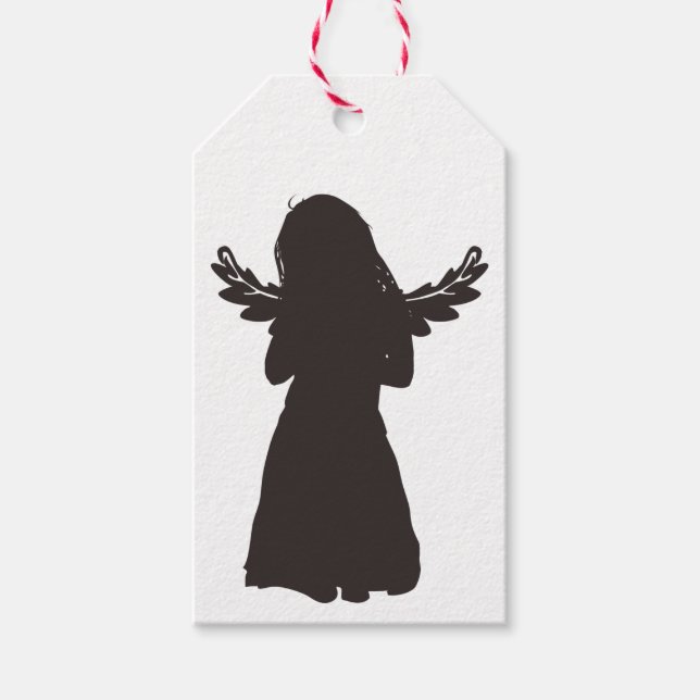 Étiquettes-cadeau Cute Angel Silhouette (choisissez une couleur arri (Devant)