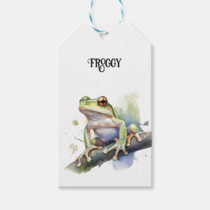 Étiquettes-cadeau Cute Aquarelle Arbre Frog, personnalisé