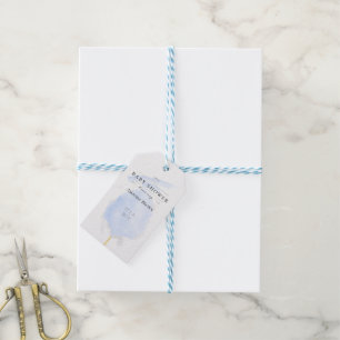 Étiquettes-cadeau Cute Aquarelle Bleu Coton Bonbon Baby shower