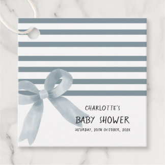 Étiquettes Cadeau Cute aquarelle Dusty Baby shower bleu Bow
