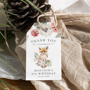 Étiquettes-cadeau Cute aquarelle Fox fête d'anniversaire