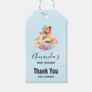 Étiquettes-cadeau Cute Aquarelle Mère Lion & Baby shower Cub