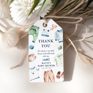 Étiquettes-cadeau Cute Aquarelle Vêtements de garçon Baby shower de