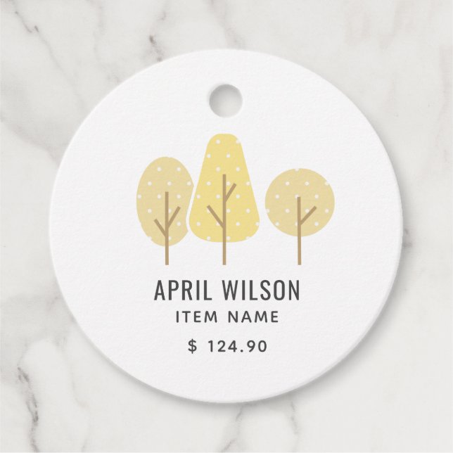 ÉTIQUETTES CADEAU CUTE AUTOMNE JAUNE TRIO ARBRE TRIO PAYSAGE PRIX (Devant)