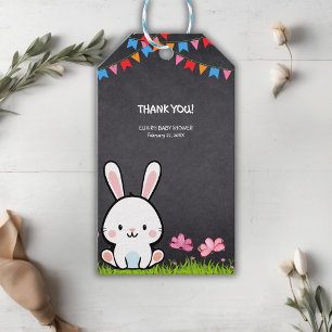 Étiquettes-cadeau Cute Baby shower de lapin en tableau blanc