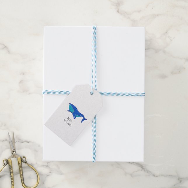 Étiquettes-cadeau Cute baleine personnalisée (Avec de laficelle)