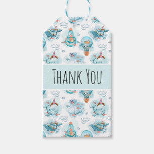Étiquettes-cadeau Cute baleines nautiques Aquarelle Motif Merci