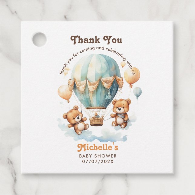 Étiquettes Cadeau Cute Bearly Wait Twins Baby shower Merci (Devant)