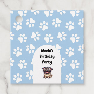 Étiquettes Cadeau Cute Blue Carlin animal de compagnie fête d'annive