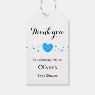 Étiquettes-cadeau Cute Blue Heart Thank You Baby Shower Gift Tags