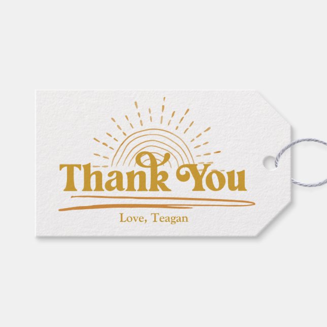 Étiquettes-cadeau Cute Boho Sun Merci (Devant (Horizontal))