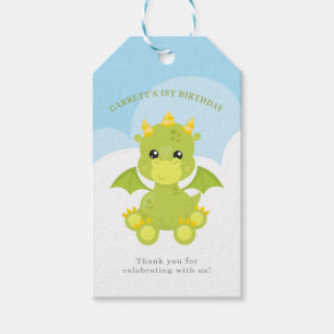 Étiquettes-cadeau Cute Boy Dragon 1er anniversaire