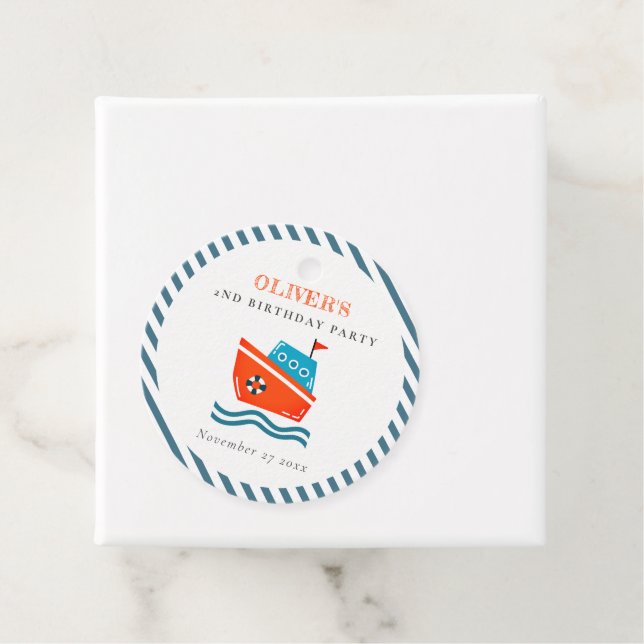 Étiquettes Cadeau Cute Bright Kids Nautical Boat N'Importe Quel Âge  (En situation)