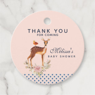 Étiquettes Cadeau Cute Brown Aquarelle Cerf Baby shower rustique