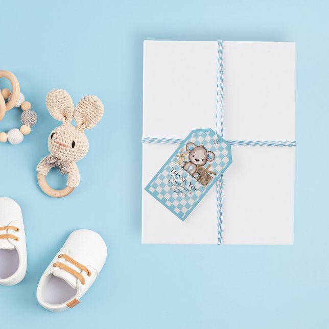 Étiquettes-cadeau Cute Brown Teddy Bear Pique-nique Baby shower Favo (Créateur téléchargé)