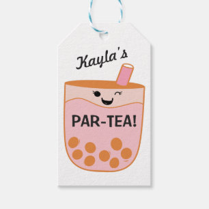 Étiquettes-cadeau Cute Bubble Tea Boba Party Personnalisé