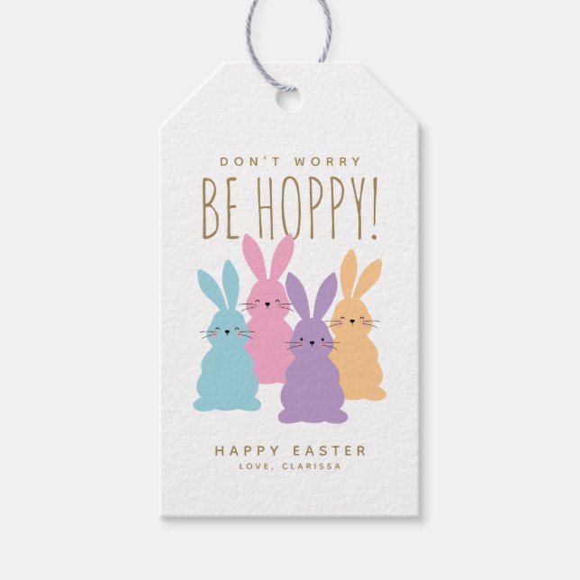 Étiquettes-cadeau Cute Bunnies Pâques Personnalisé (Devant)