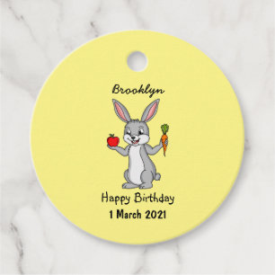 Étiquettes Cadeau Cute bunny rabbit with vegetables