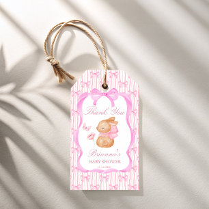 Étiquettes-cadeau Cute Bunny rose arc frontière filles baby shower f