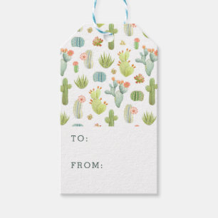 Étiquettes-cadeau Cute Cactus Motif