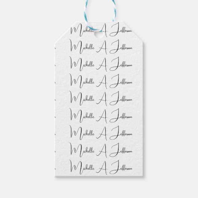 Étiquettes-cadeau Cute Calligraphy Créative tendance Nom personnalis (Devant)