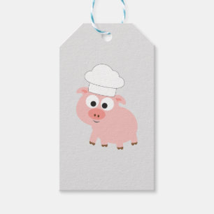 Étiquettes-cadeau Cute Cartoon Chef Porte un Casquette Chef