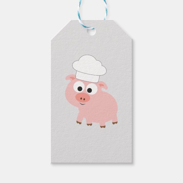 Étiquettes-cadeau Cute Cartoon Chef Porte un Casquette Chef (Devant)