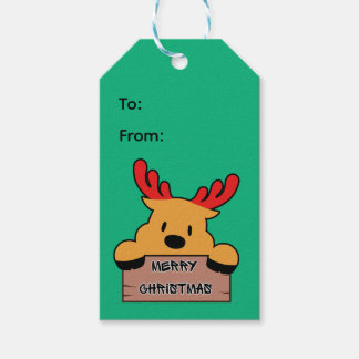 Étiquettes-cadeau Cute Cartoon Christmas Reindeer 