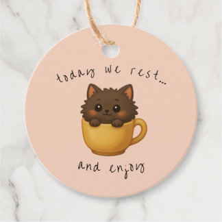 Étiquettes Cadeau Cute Cat in Cup Gift Tags | Favor Box Tags
