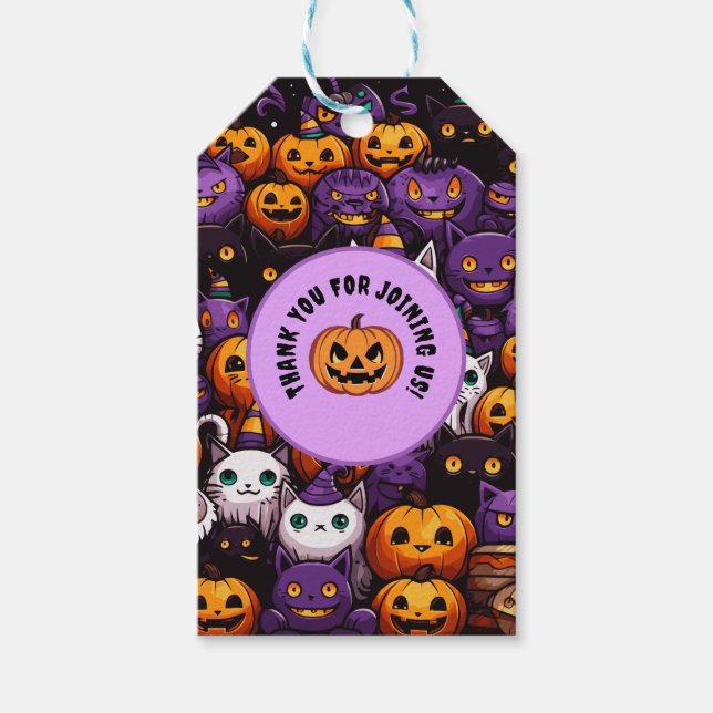 Étiquettes-cadeau Cute Cat Kawaii Style Halloween CAT-TASTIC Thème (Devant)