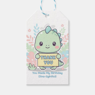 Étiquettes-cadeau Cute Chibi Dinosaur Pastel 1st Birthday Gift Tag