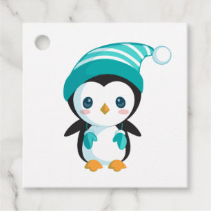 Étiquettes Cadeau Cute Christmas Penguin