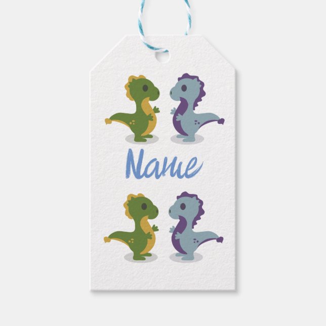 Étiquettes-cadeau Cute Dinosaur Paire Thunder_Cove (Devant)