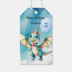 Étiquettes-cadeau Cute Dinosaur rugir garçon Bonne fête d'anniversai