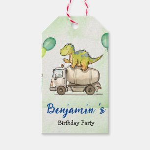 Étiquettes-cadeau Cute dinosaure camion ciment Rainbow School Annive