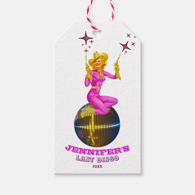 Étiquettes-cadeau Cute Disco Cowgirl Retro Bachelorette Party (Devant)
