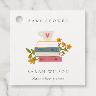 Étiquettes Cadeau Cute Dusky empilé Storybooks Baby shower Floral