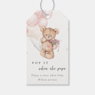 Étiquettes-cadeau Cute Elegant Bush Bear Balloon Pop It Baby shower