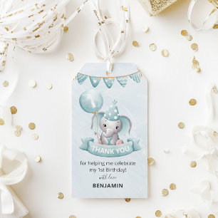 Étiquettes-cadeau Cute Elephant Boy 1er Anniversaire Fête Favoriser