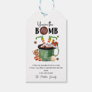 Étiquettes-cadeau Cute Elf Hot Chocolate Bombe Noël Favoriser