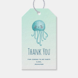 Étiquettes-cadeau Cute et amusante Merci de la fête de la méduse ble